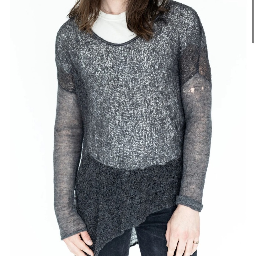 Like New HELMUT LANG Distressed Alpaca Scoop Neck Sweater